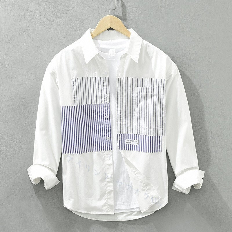 ☆新品 長袖シャツ シャツジャケット メンズ カジュアルシャツ コットンシャツ ネルシャツ トップス 春秋服 白 3XL選択拍卖