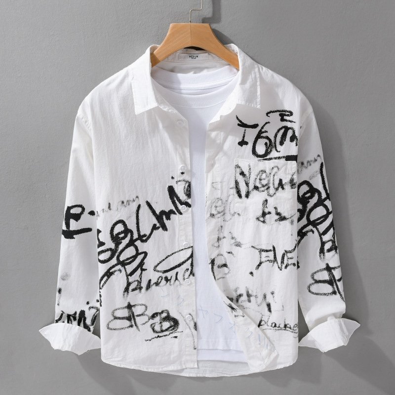 ☆新品 長袖シャツ ブラウス メンズ 春秋服 シャツ カジュアルシャツ トップス 白 3XL選択拍卖