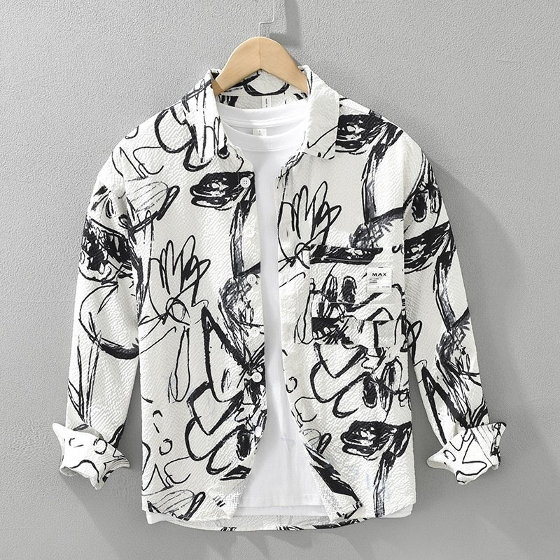 ☆新品 長袖シャツ 開襟シャツ アロハシャツ ブラウス メンズ 春夏服 カジュアルシャツ トップス 柔らかい 白 M拍卖