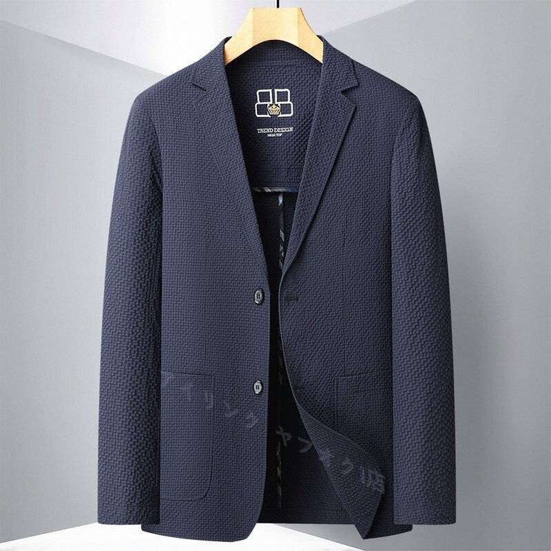 ☆新品 テーラードジャケット 夏薄め カジュアルスーツ メンズ ブレザー ジャケット 紺色 4XL選択拍卖