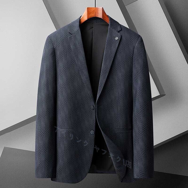 ☆新品 テーラードジャケット ビジネスジャケット カジュアルスーツ メンズ ブレザー春秋服 ブルゾン サイズ選択可 ブルー 2XL拍卖