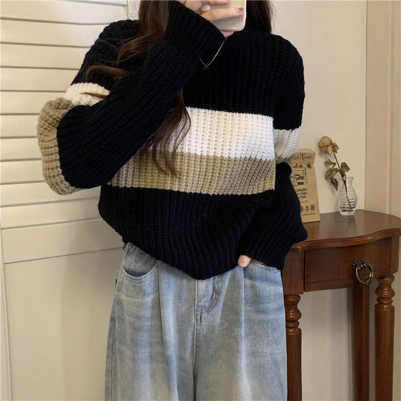 ☆新品Fサイズ 秋冬 オシャレ ラウンドネック 暖かい ニットセーター ふんわり袖 20304050代 着痩せ ニットトップス拍卖