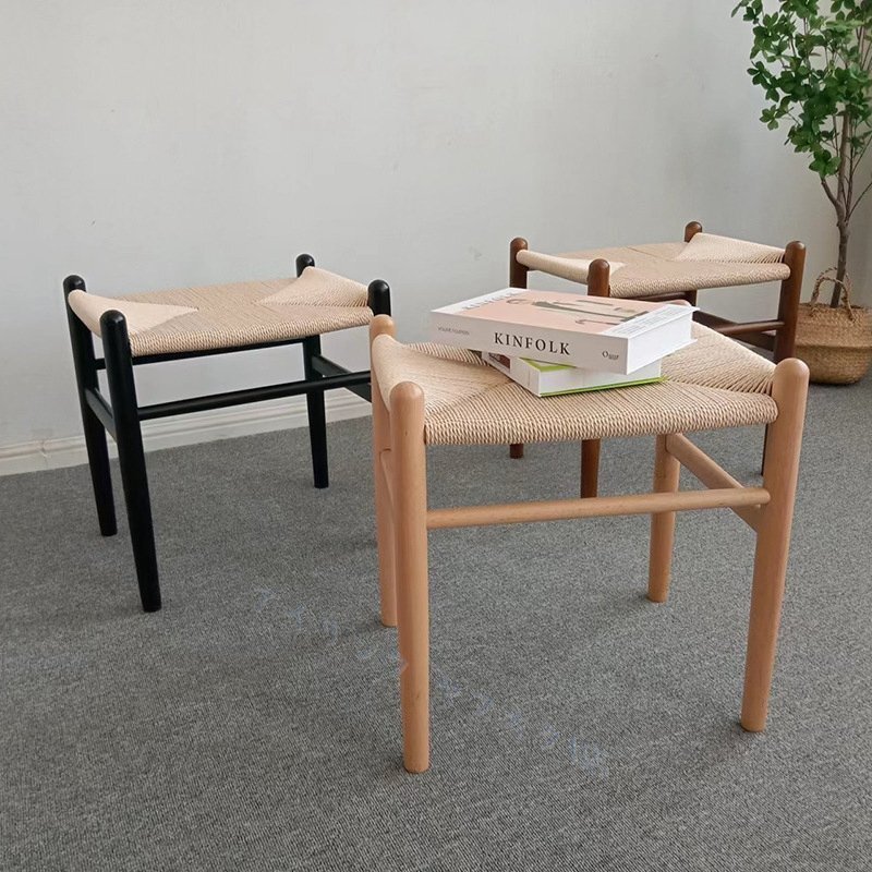 ☆新品ハンス J ウェグナー ペーパーコード スツール 北欧 ダイニングチェア リビング 天然木 おしゃれ オットマン インテリア拍卖