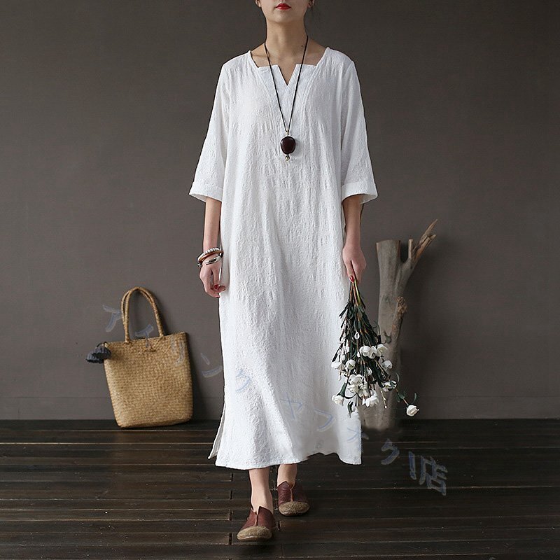 新品ソフトな肌触り マキシ丈ワンピース 無地 30代 40代 50代 着やせ 大人 上品 エレガント ロングワンピース M拍卖