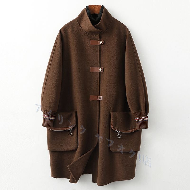 新品女性らしいオシャレチェスターコート 95%ウール S/コーヒー 体型カバー 暖かい 厚手 着痩せ 通勤 ビジネス 50代 60代 暖房費節約に拍卖