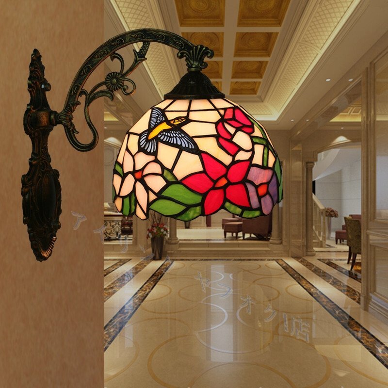 新品芸術 伝統 鳥 花柄 ペンダントランプ ステンドグラスランプ テーブルランプ 壁掛け 壁飾り 吊り型 亜鉛合金 ハンドメイド LED対応拍卖