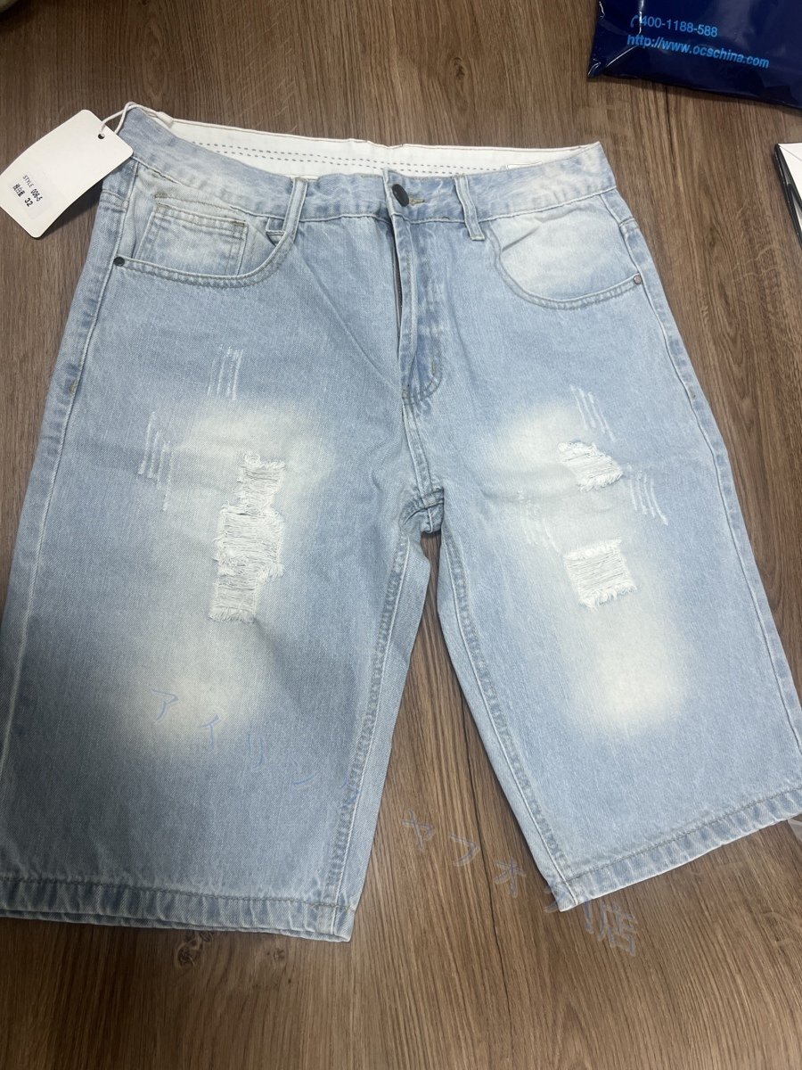 新品デニムショートパンツ メンズ パンツ ハーフパンツ おしゃれ 夏 膝丈 五分丈 綿100% ダメージ加工 W32~W42拍卖