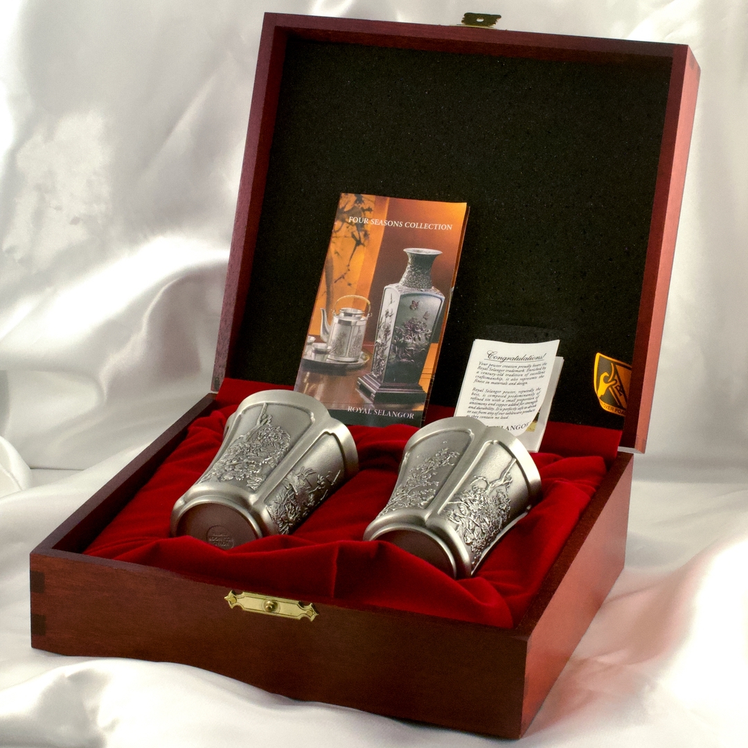 マレーシア ロイヤルセランゴール(ROYAL SELANGOR) PEWTER タンブラー 2客セット 未使用品拍卖