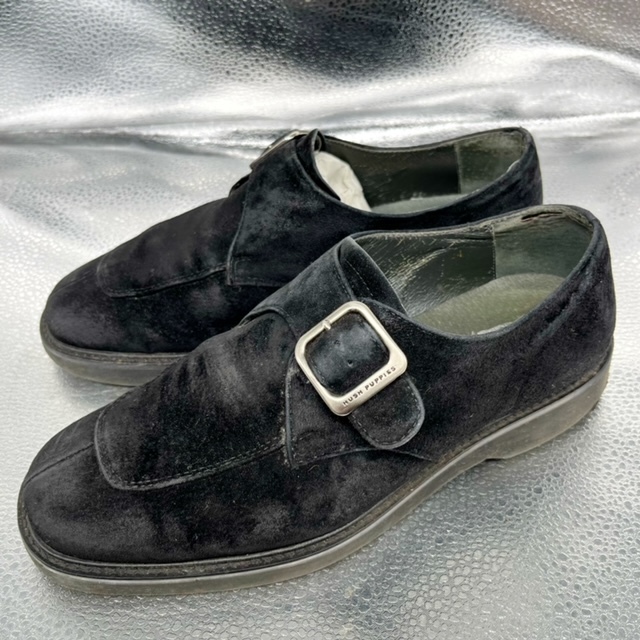 ★大塚製靴ハッシュパピー★モンクストラップ/24.0cm/カジュアルシューズ/ビジネスシューズ/スエード/黒拍卖