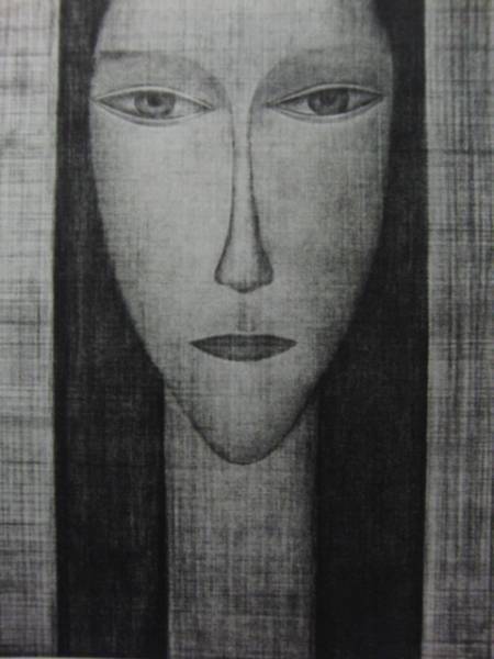浜口陽三、「顔」、厳選、希少画集・額装画、人気作品、新品高級額 額装付、状態良好、濱口陽三拍卖