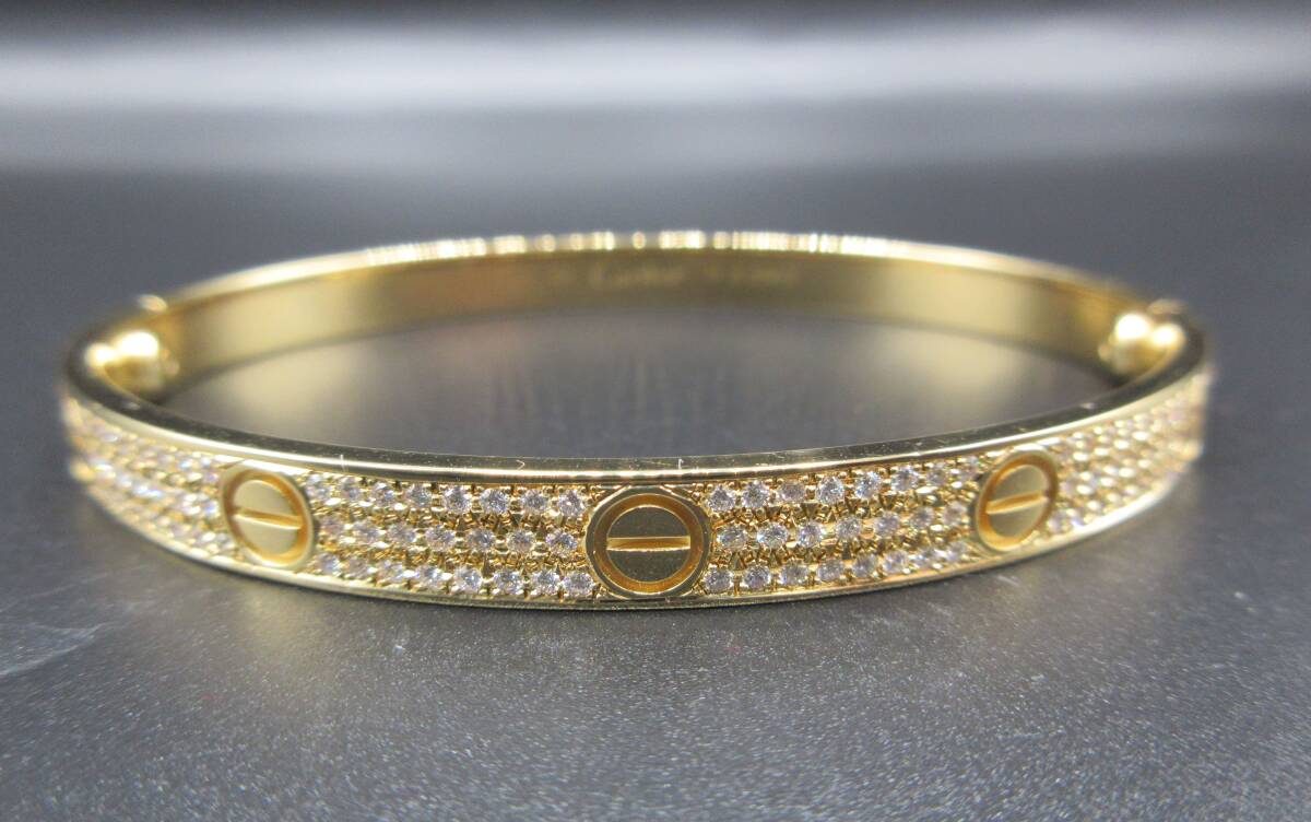 Cartier カルティエ ラブブレス バングル #20 18k YG アフターダイヤ加工します VSクラスの三個上 フルパヴェモンド ♯17 ミニ ベビー PW拍卖