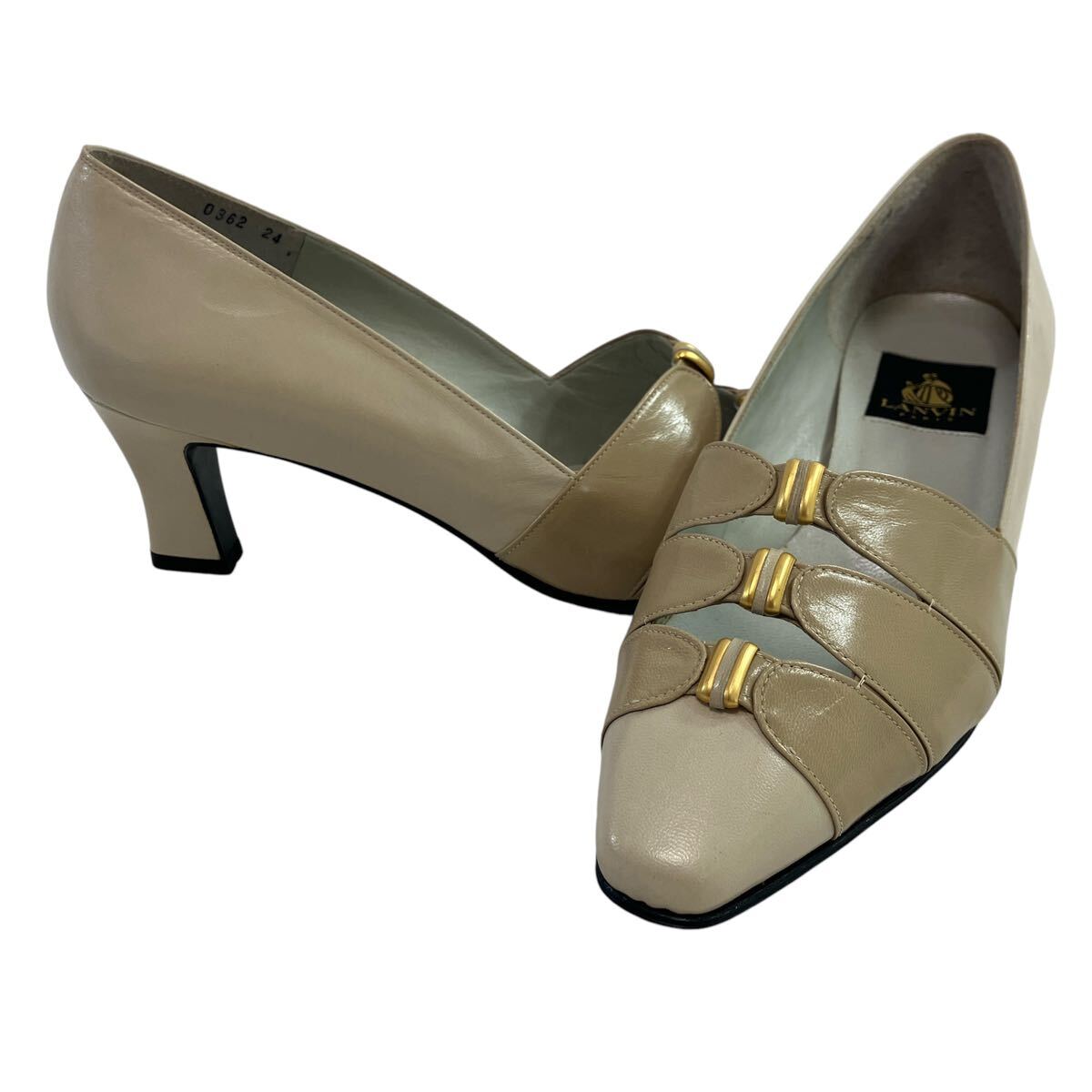 LANVIN ランバン ladies レザー パンプス 訳あり未使用品 パーティー 二次会 結婚式 入学式 卒業式 入園式 卒園式 22.5cm拍卖
