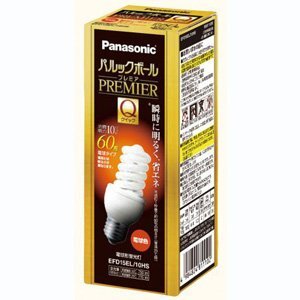 【中古】パナソニック 電球形蛍光灯 D形(発光管露出形) 電球60Wタイプ 電球色 E26口金 パルックボール プレミアQ EFD15EL/10HS拍卖