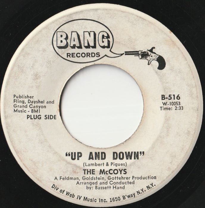 The McCoys【US盤 Rock 7" Single】Up And Down / If You Tell Me A Lie (Bang B-516) 1966年 / ザ・マッコイズ拍卖