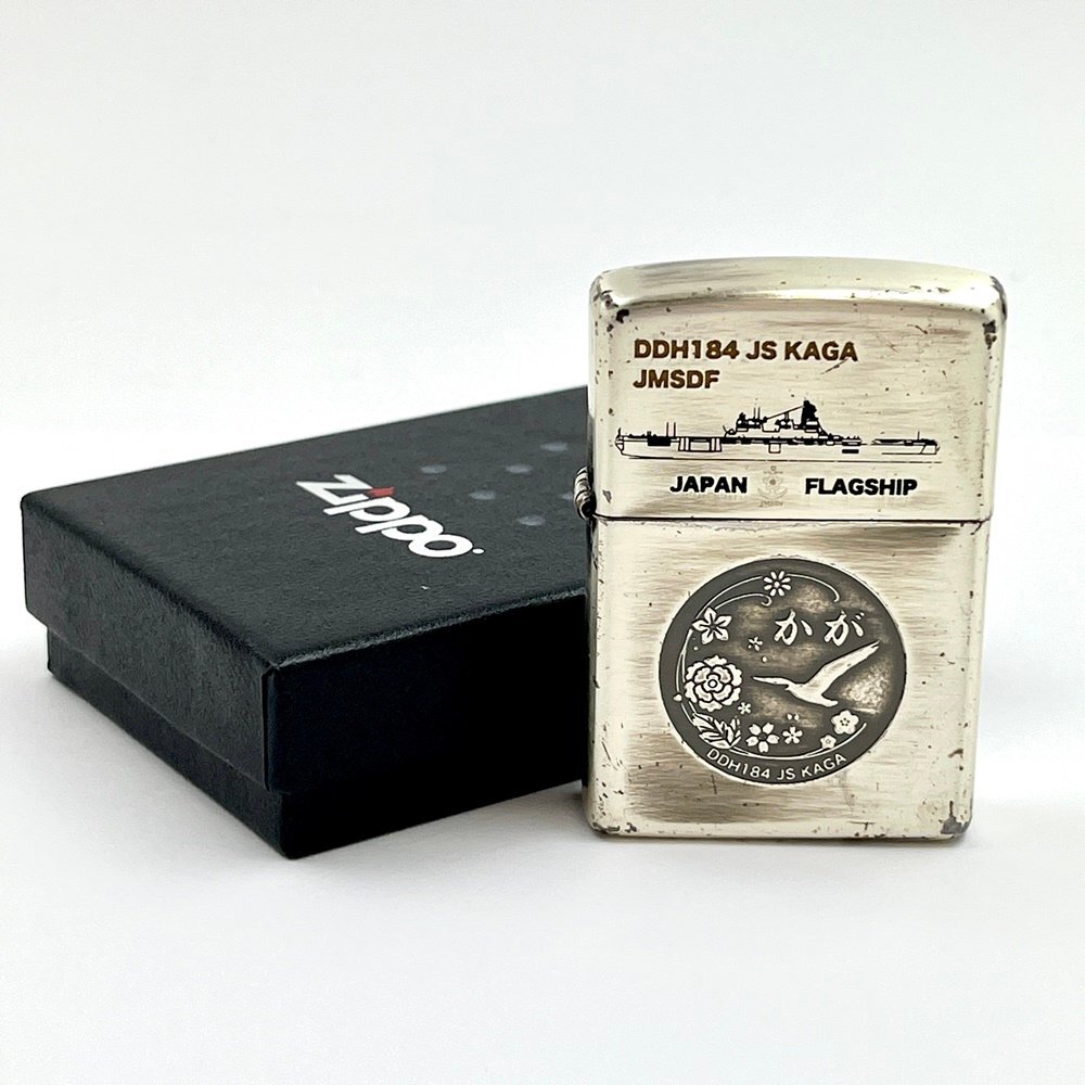 A) Zippo ジッポ 海上自衛隊 護衛艦かが DDH184 JS KAGA JMSDF I/16 火花のみ確認〇 外箱付属 中古 USED 喫煙グッズ コレクション拍卖