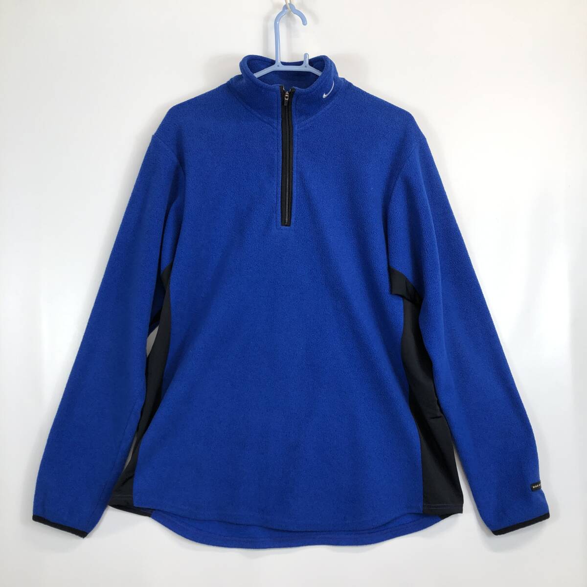 90s NIKE ナイキ ハーフジップ フリースプルオーバー ブルー ブラック Lサイズ H8 PRA(AD)拍卖