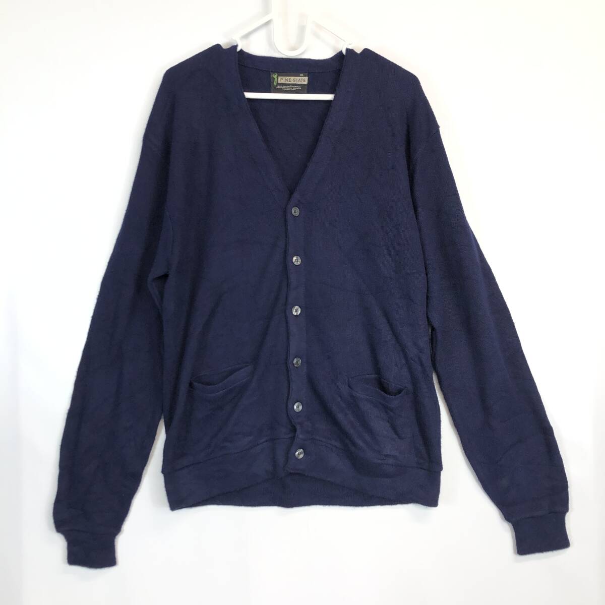 70s VINTAGE PINE STATE アクリルカーディガン ネイビー XLサイズ拍卖