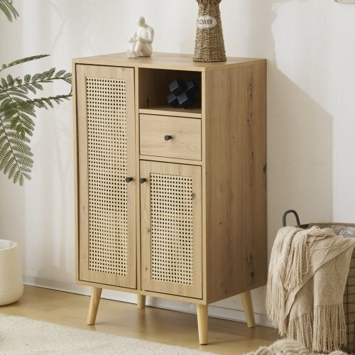 キャビネット サイドボード チェストラタン調 ラタン風 幅60cm 収納棚 リビング 収納 ローボード 収納チェスト2段 サイドボード 引き出し拍卖