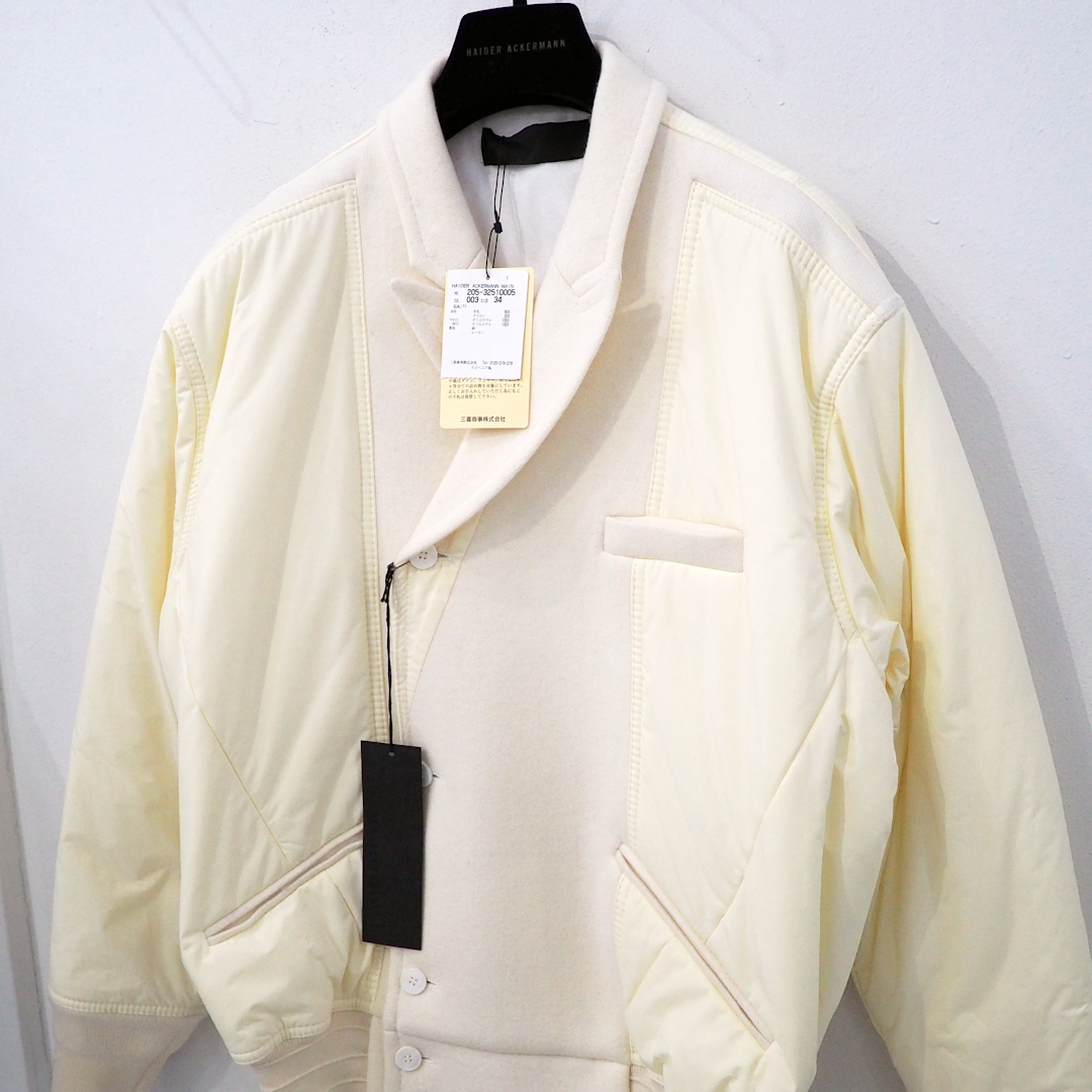 新品 定価23万円 ハイダーアッカーマン 秋冬 ハイブリッド ジャケット アイボリー 白 34 メンズ S M レディース HAIDER ACKERMANN ブルゾン拍卖