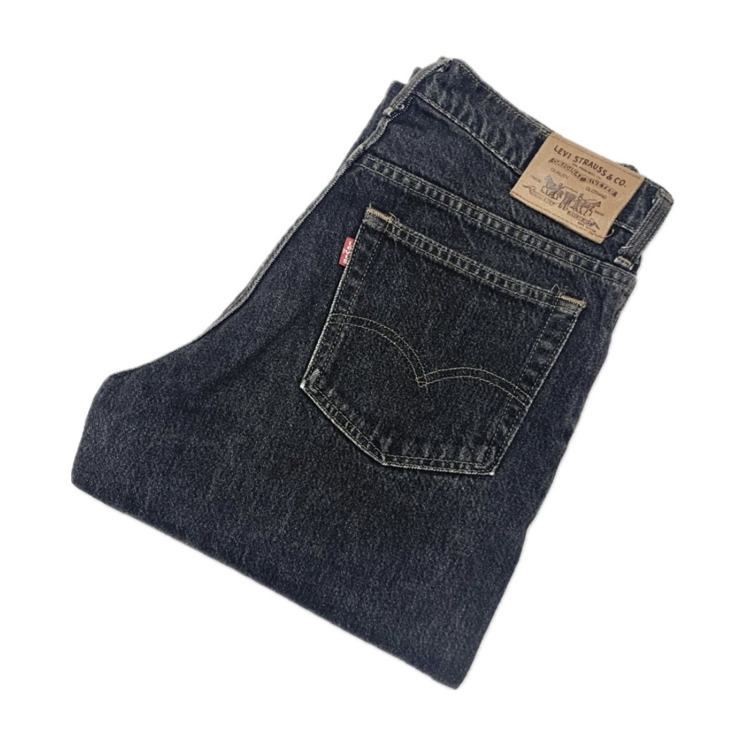 90s 90年製 日本製 Levi's リーバイス 626-53 先染め ブラック 黒 テーパード デニム ジーンズ W31/CR261/検606 505拍卖