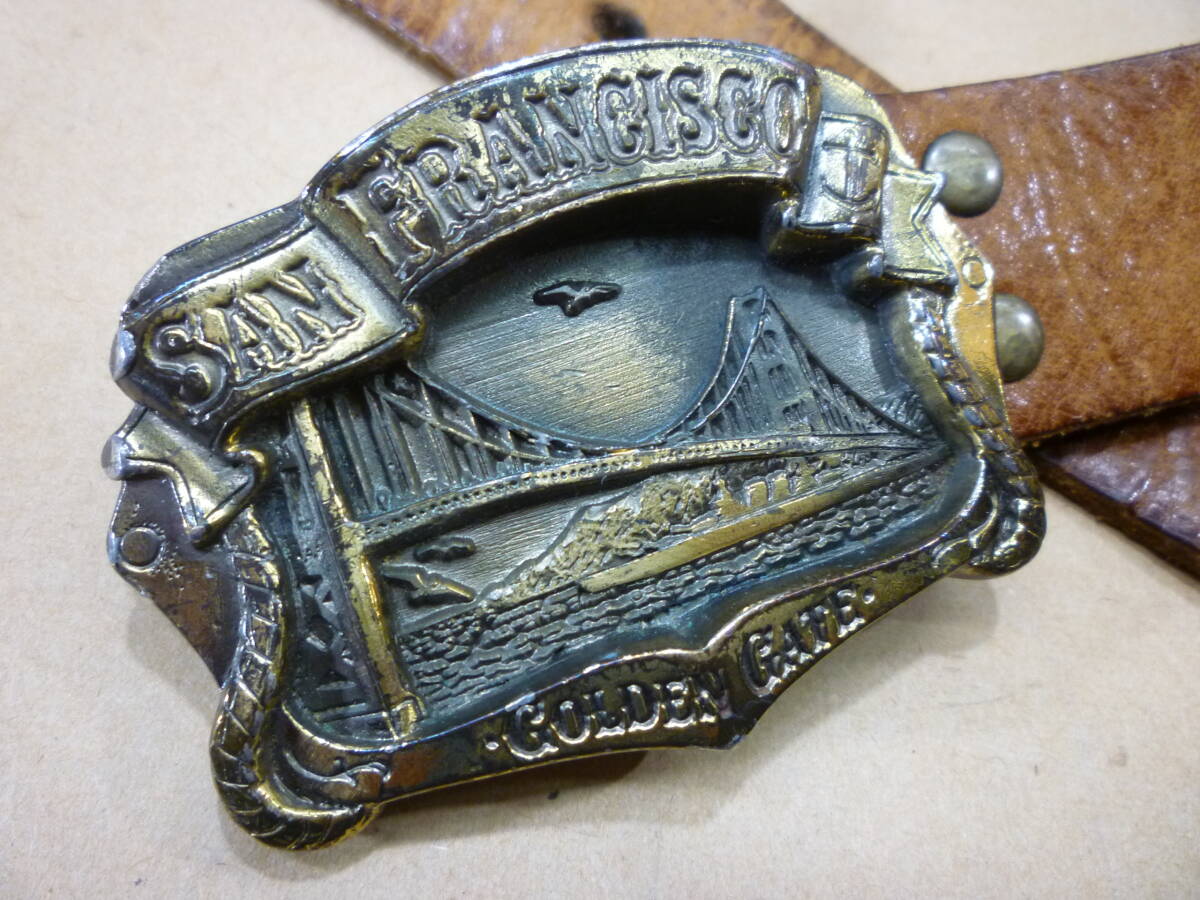 1980年 THE GREAT AMERICAN BUCKLE グレートアメリカンバックル ベルト GOLDEN GATE サンフランシスコ ヴィンテージ バックル オールド 拍卖