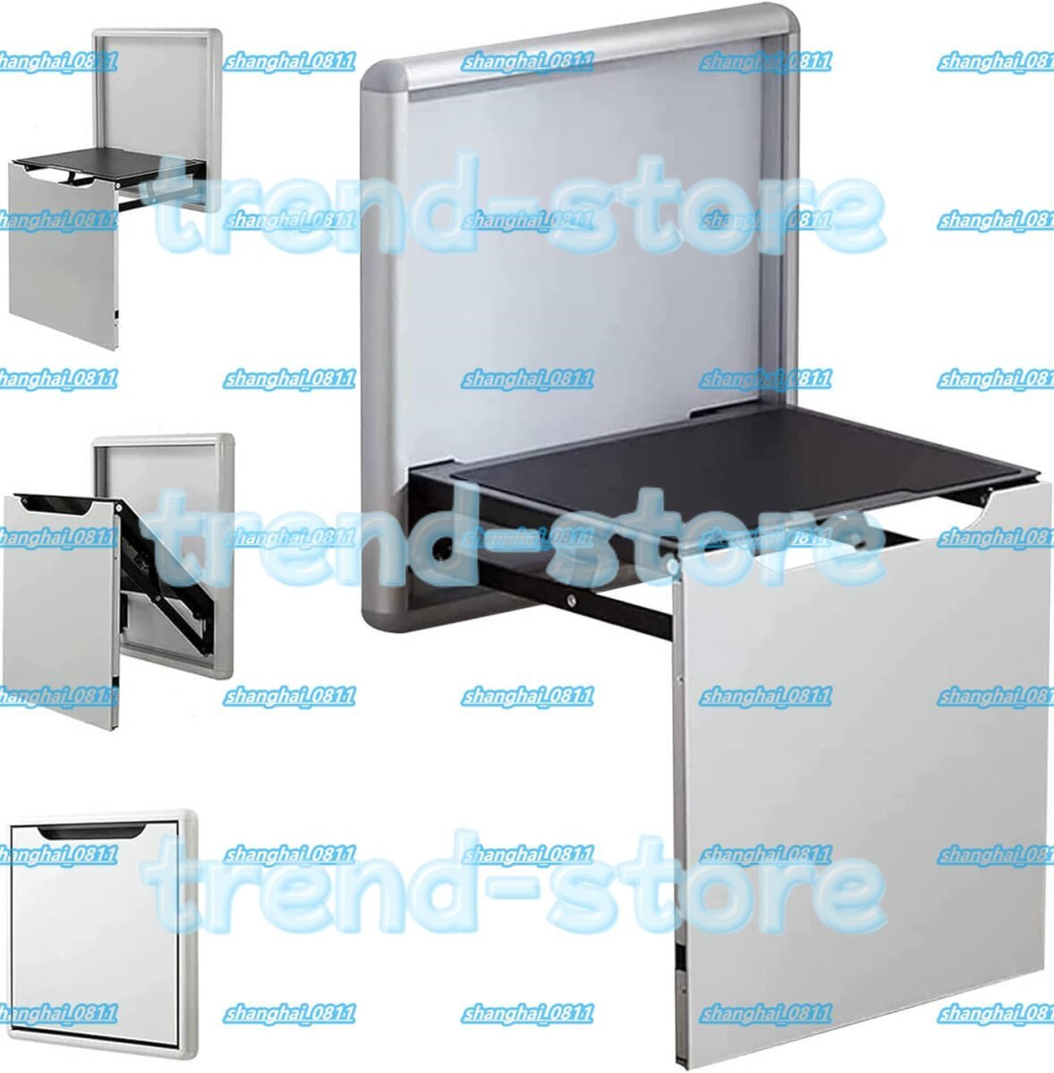 折りたたみ式の目に見えない靴交換シート、壁に取り付けられたアルミニウム合金の取り外し可能なシャワースツール、耐荷重300KG シルバー拍卖