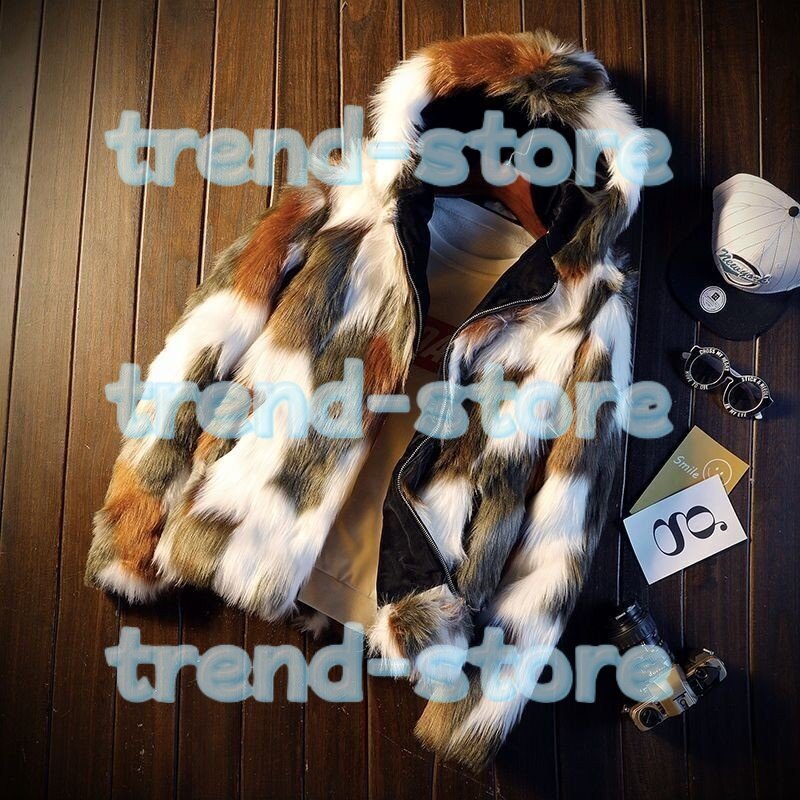 新品 ファーコート メンズ 毛皮 ブルゾン ゆったり 厚手 パーカー フード付き 紳士 アウター カジュアル 防寒 冬用 大きいサイズ M~4XL 緑拍卖