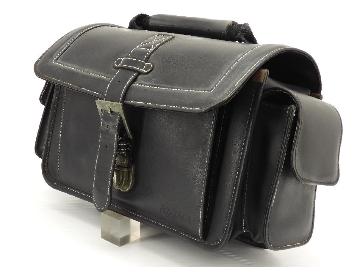 100【評価A】 汎用 KIJIMA キジマ サイド サドル バック 黒ブラック 合成 皮革 レザー ツーリング ツール 荷物 入れ拍卖