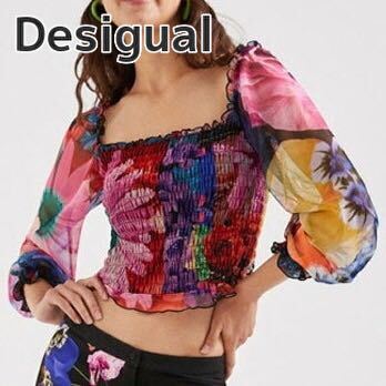 即決★ 美品 デシグアル クリスチャンラクロア チュールトップス 花柄 y2k拍卖