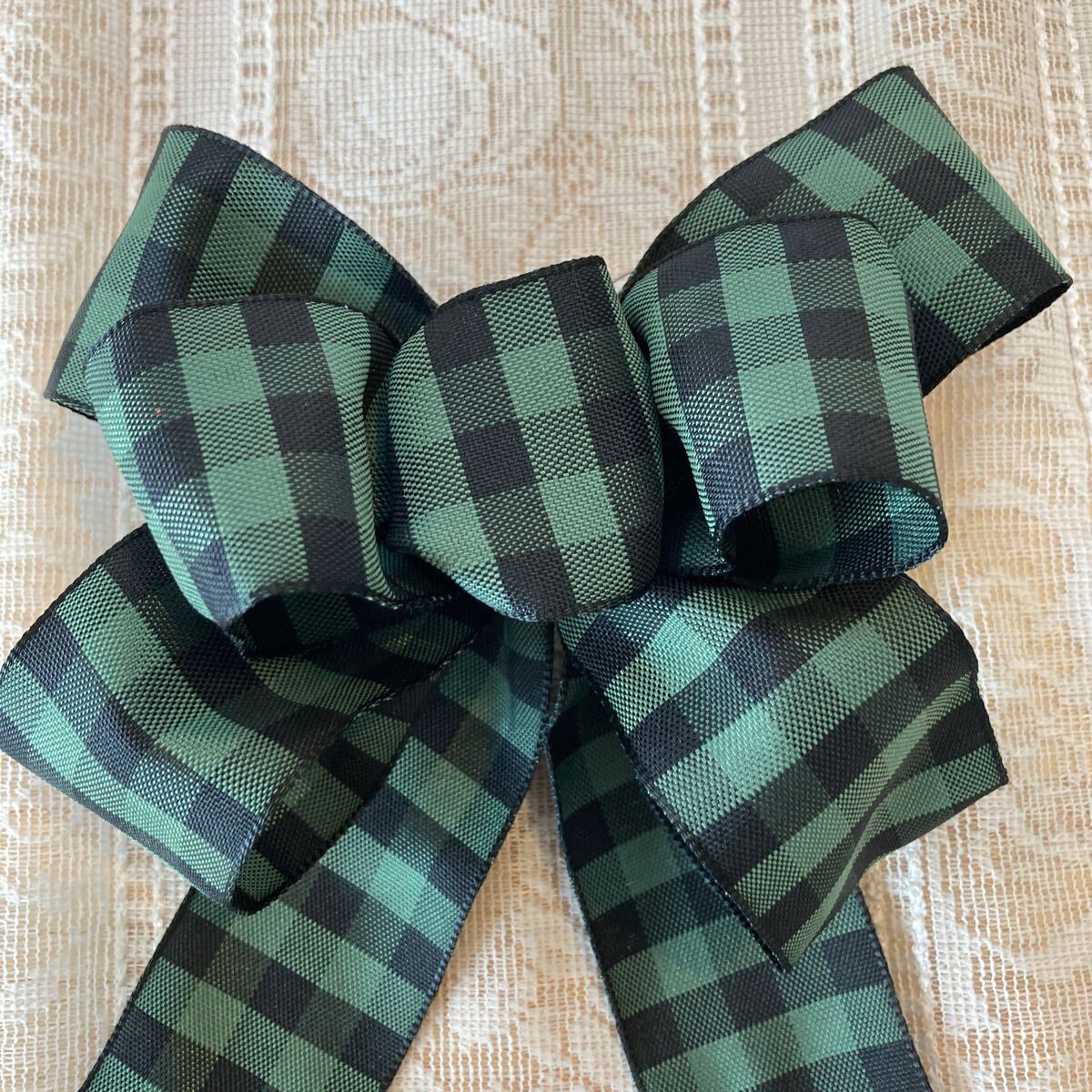 19.クリスマスリース用リボン ハンドメイドリボン チェック柄リボン 市松模様拍卖