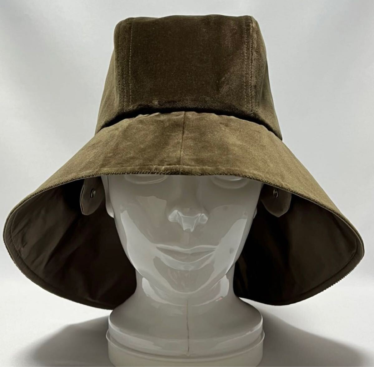 【超美品】MANI PULITE マーニプレーテ 日本製 個性派 高級感のあるエレガントなベルベットワイドブリムハット ブラウン size 約56〜58cm拍卖