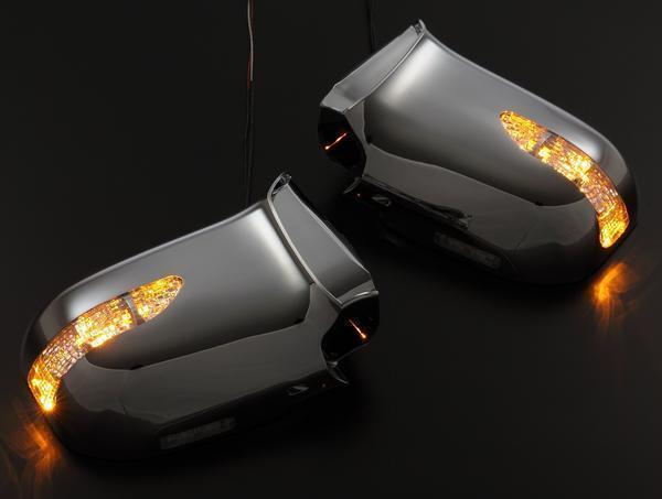 在庫処分特価 E51系 エルグランド 前期 LED ウインカーミラー フットランプ付 メッキ カバー交換式 ドアミラー拍卖