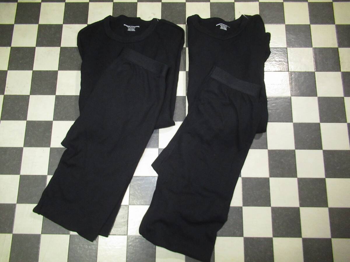 ★amazon essentials★新品未使用 S~M 黒 サーマル長袖シャツ+ロングパンツ上下2セット拍卖