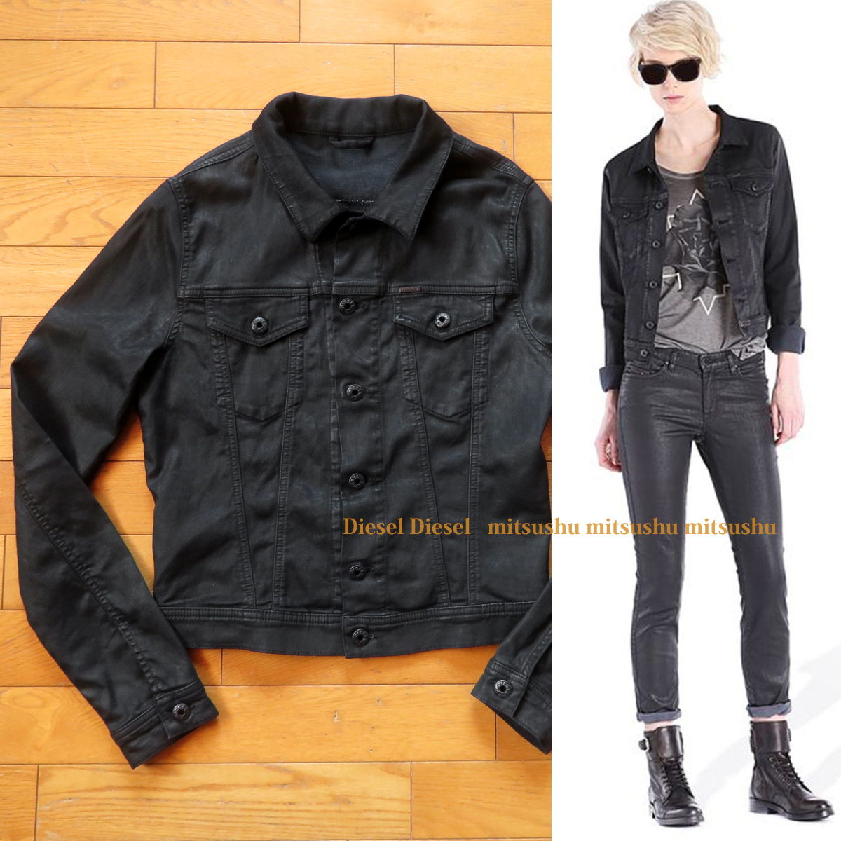 ★美品★ ディーゼル スウェット デニム ジャケット Gジャン ジョグジーンズ ★ S ★ レディース ブラック Jogg Jeans PESC-ne ロック拍卖