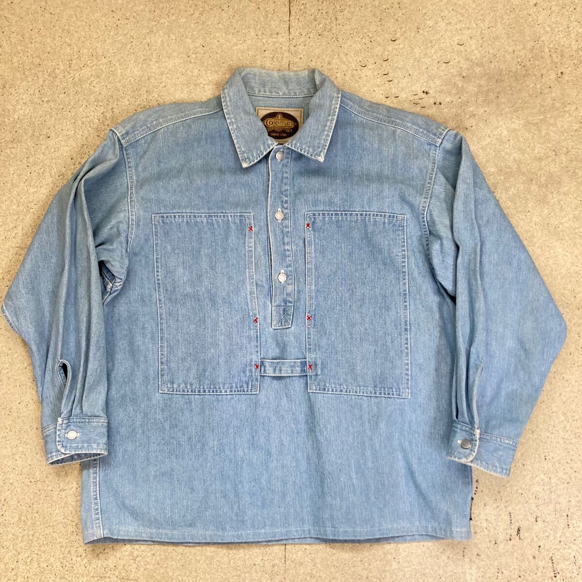 レア Coleman デニムカバーオール コールマン 90s デニムプルオーバー  デニムシャツ ヴィンテージ USアーミー gジャン拍卖