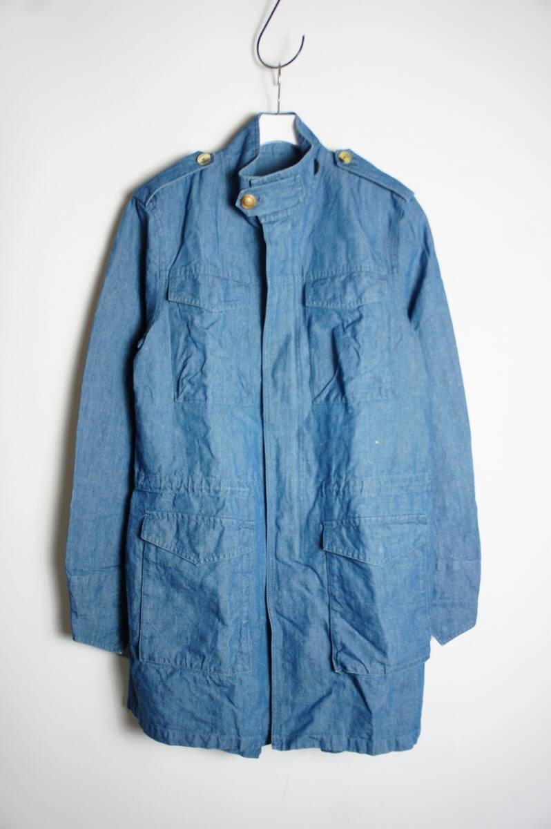 正規 C.brumes シーブリュームス リネン混 デニム モッズ コート ジャケット BS6-14 インディゴ サイズ38 本物 511O★1拍卖
