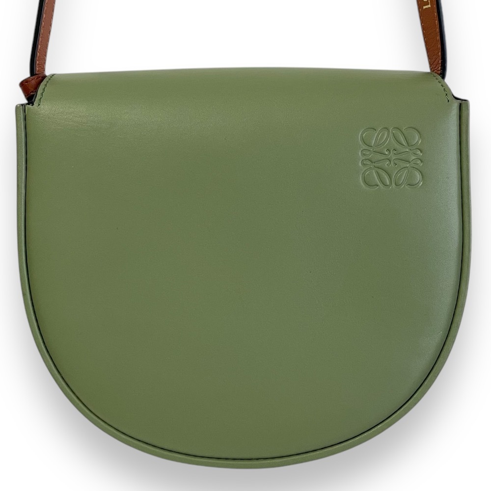 美品 LOEWE ロエベ HEEL DUO ヒールデュオ レザー ミニバッグショルダーバッグ カーキ×ブラウン拍卖