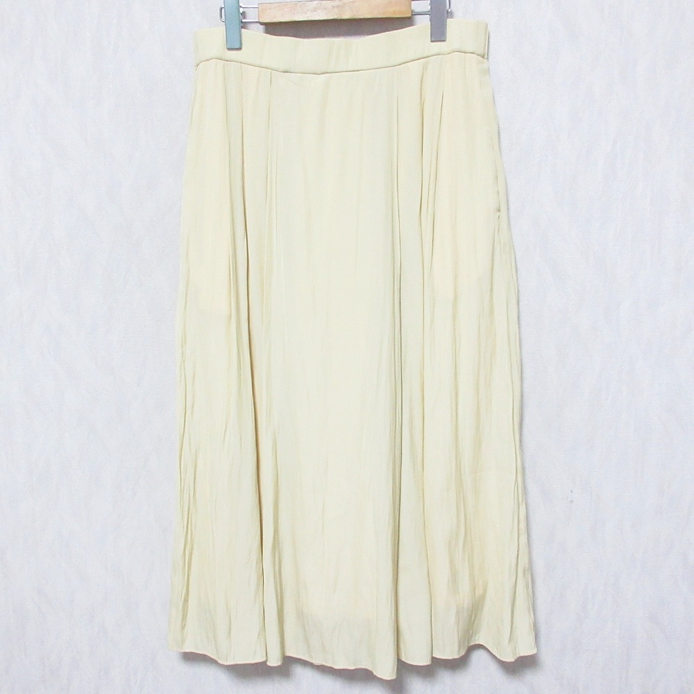 美品 23SS 組曲 KUMIKYOKU クミキョク ロング丈 フレア ギャザーライトデシンスカート SKWLSM0503 大きいサイズ 6 イエロー拍卖