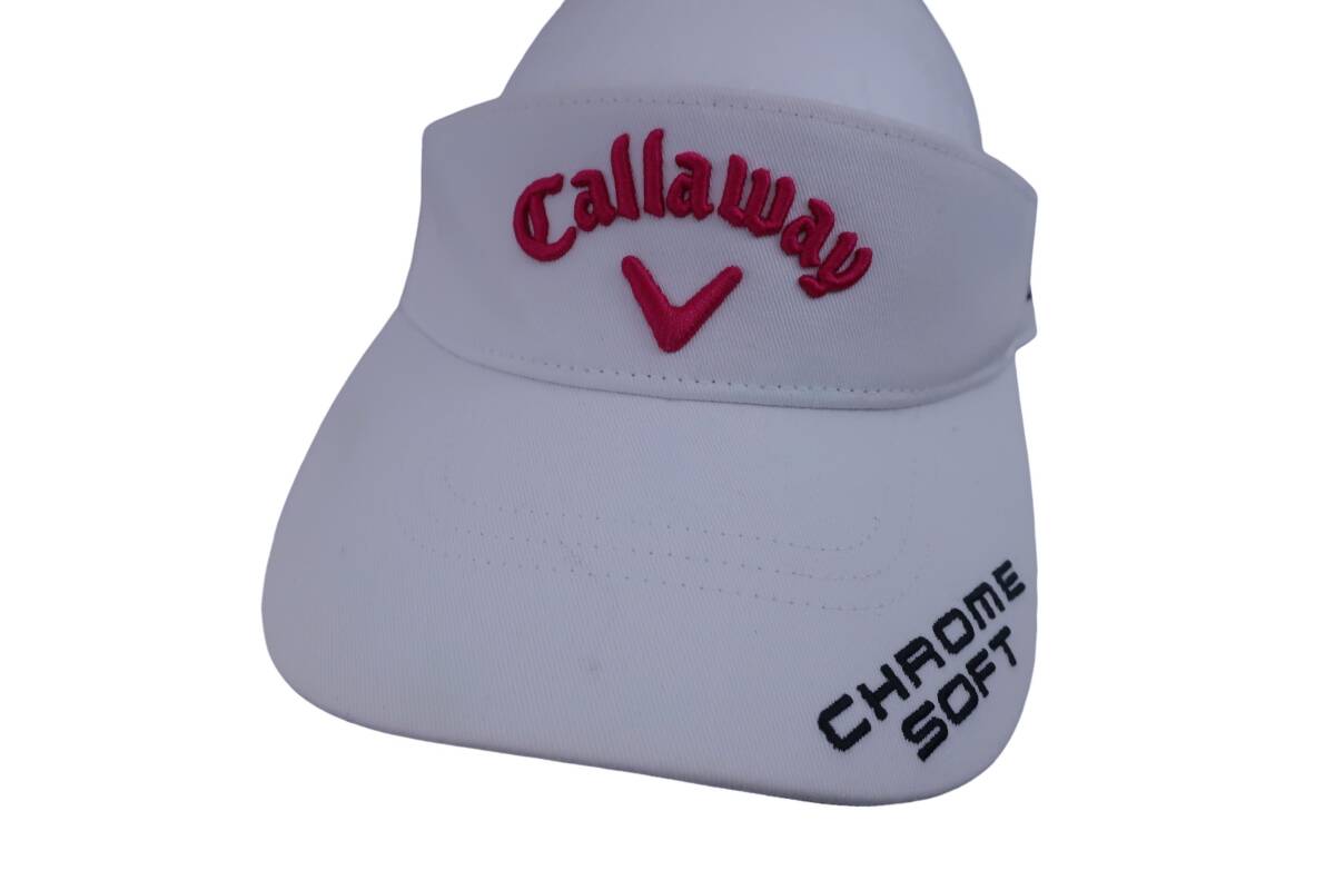 【30%オフ】Callaway(キャロウェイ) サンバイザー 白ピンク メンズ フリーサイズ ゴルフ用品 2410-1074 中古拍卖