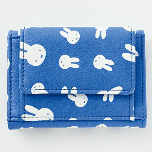 ミッフィー miffy フェイス 総柄 パスケース付き三つ折りウォレット(ブルー) 財布拍卖