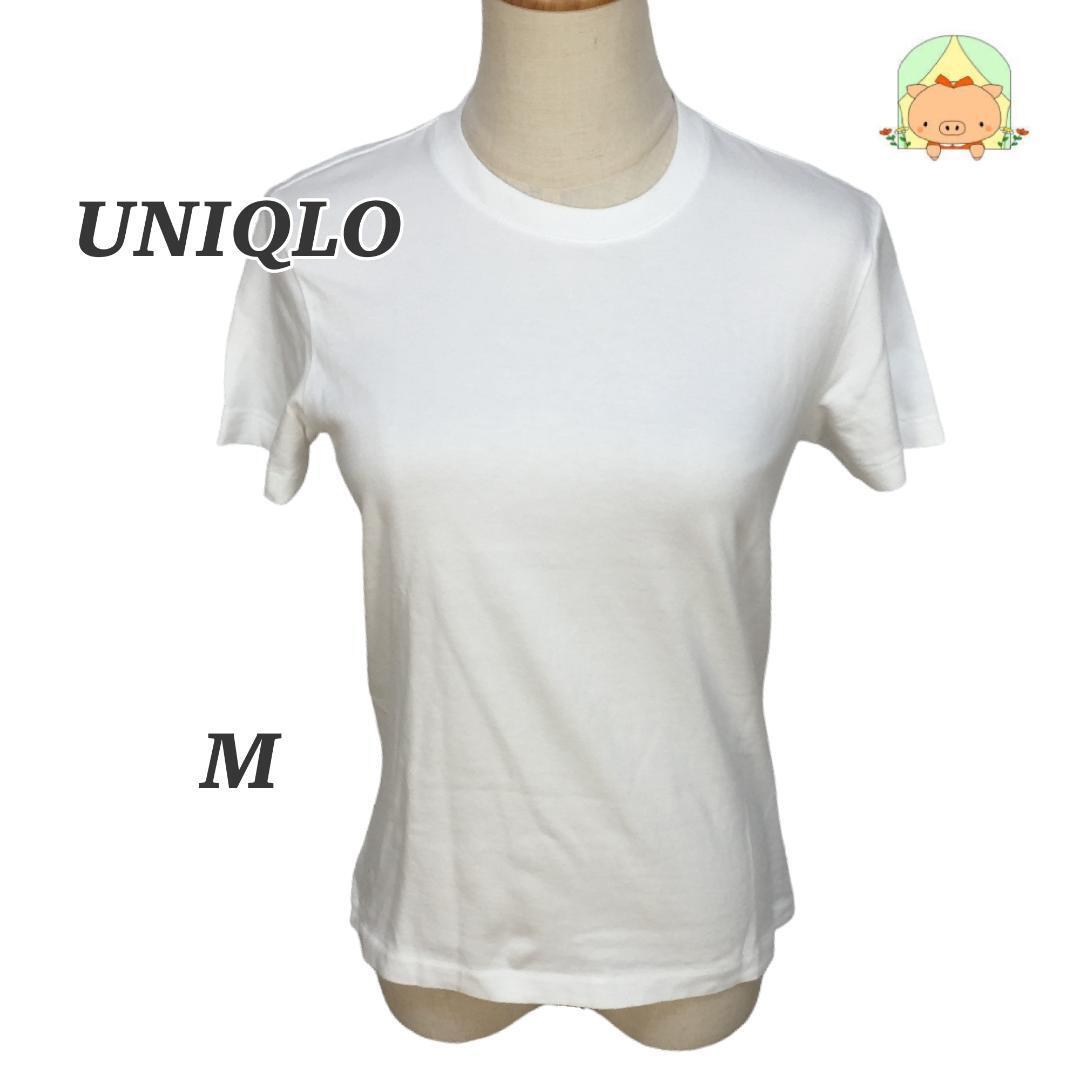 CA0186  ユニクロ シンプル クルーネック シンプル 無地 コットン 半袖 Tシャツ 【M】拍卖
