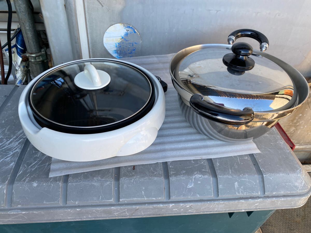調理器具ステンレス18-8 両手鍋とタイガーグリルパン動作品の2点売り拍卖