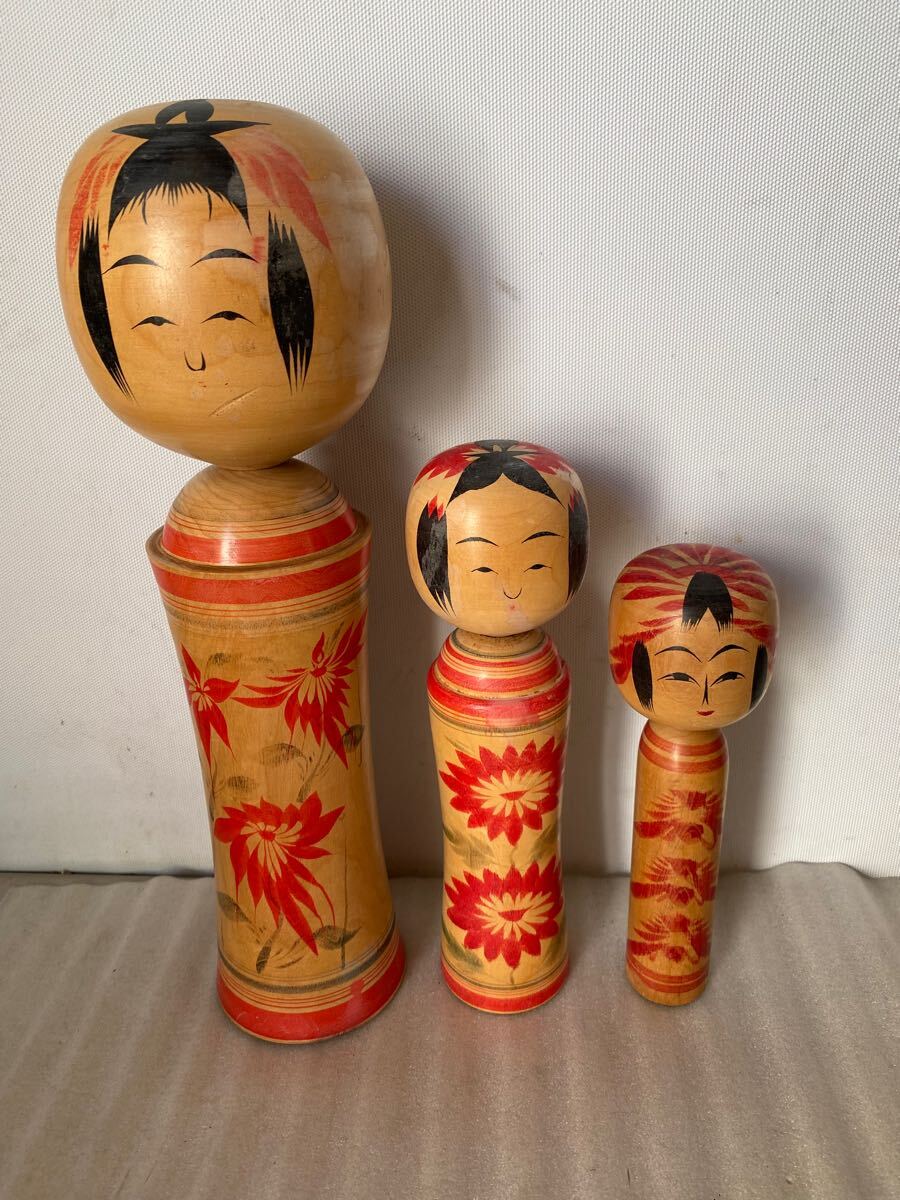 郷土玩具 伝統こけし 伝統工芸 日本人形 民芸品 こけし3点売り拍卖