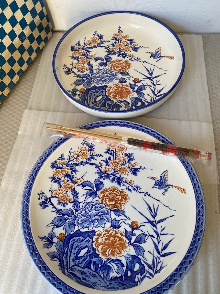 大皿 深皿 菜箸の3点セット 寿司皿【未使用品】拍卖