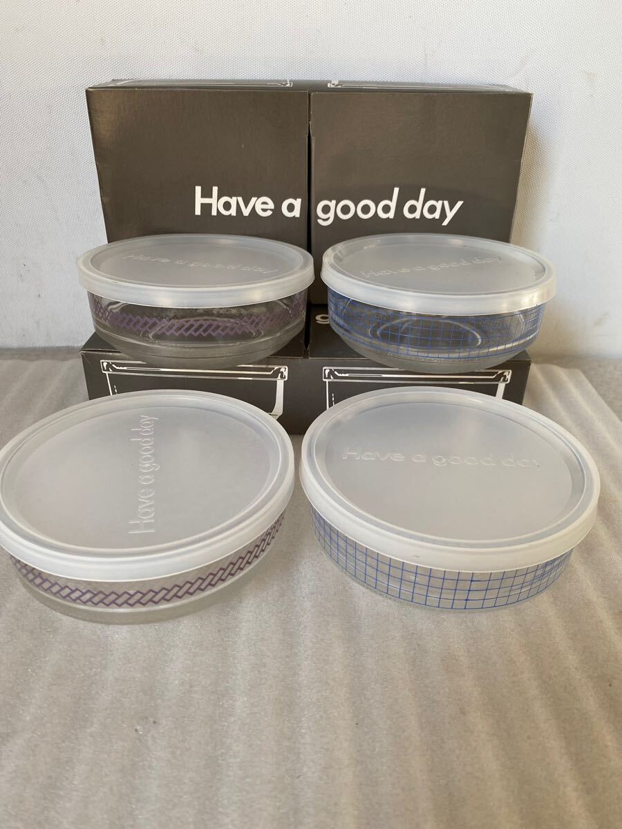 保存容器 ガラス製 蓋付 4個セット【未使用品】拍卖