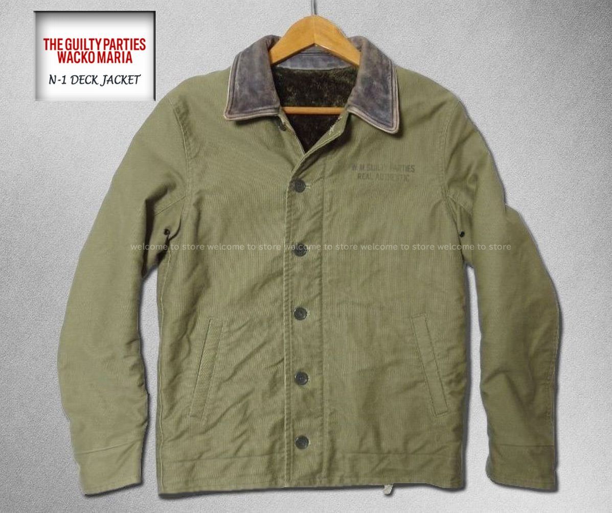 ■ WACKO MARIA N-1 DECK JACKET ワコマリア N-1 デッキジャケット 襟革 (M) ■ 拍卖