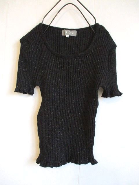 USED美品★オゾック OZOC 黒ブラックラメ入りニット拍卖