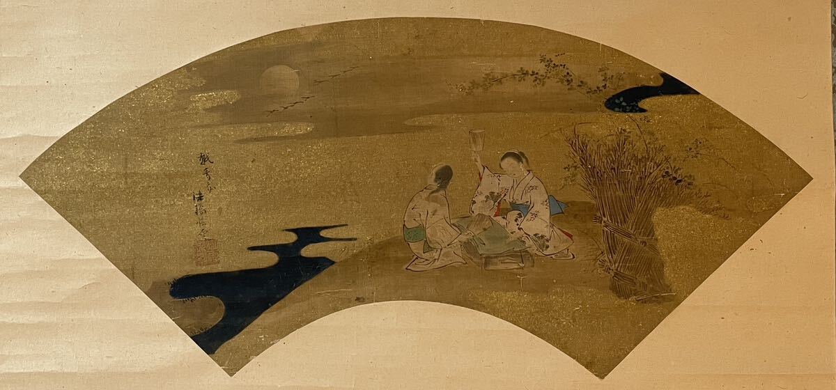 即決!模写 越鳥斎/月夜砧 美人画 掛軸(検索=肉筆 浮世絵 省亭 桜谷 雪岱 契月 小坡 松園 清方 是真 暁斎 狩野派 琳派 北斎 大観 栖鳳)拍卖