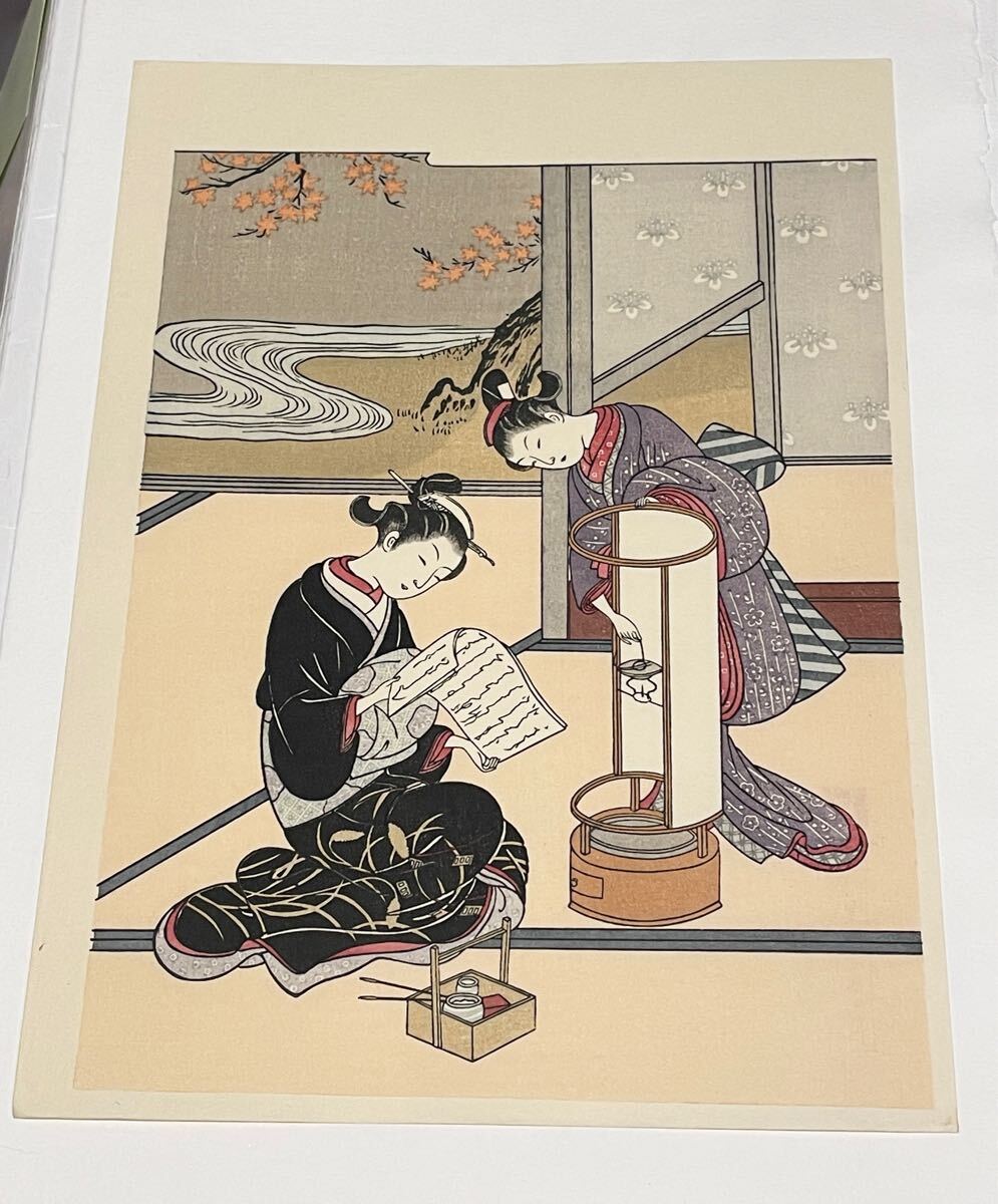 即決!真作 鈴木春信/美人画 浮世絵の木版画①(検索=北斎 広重 歌麿 栄之 国芳 豊国 国貞 英山 英泉 芳年 暁斎 清方 金魚 ネコ 猫 犬)拍卖