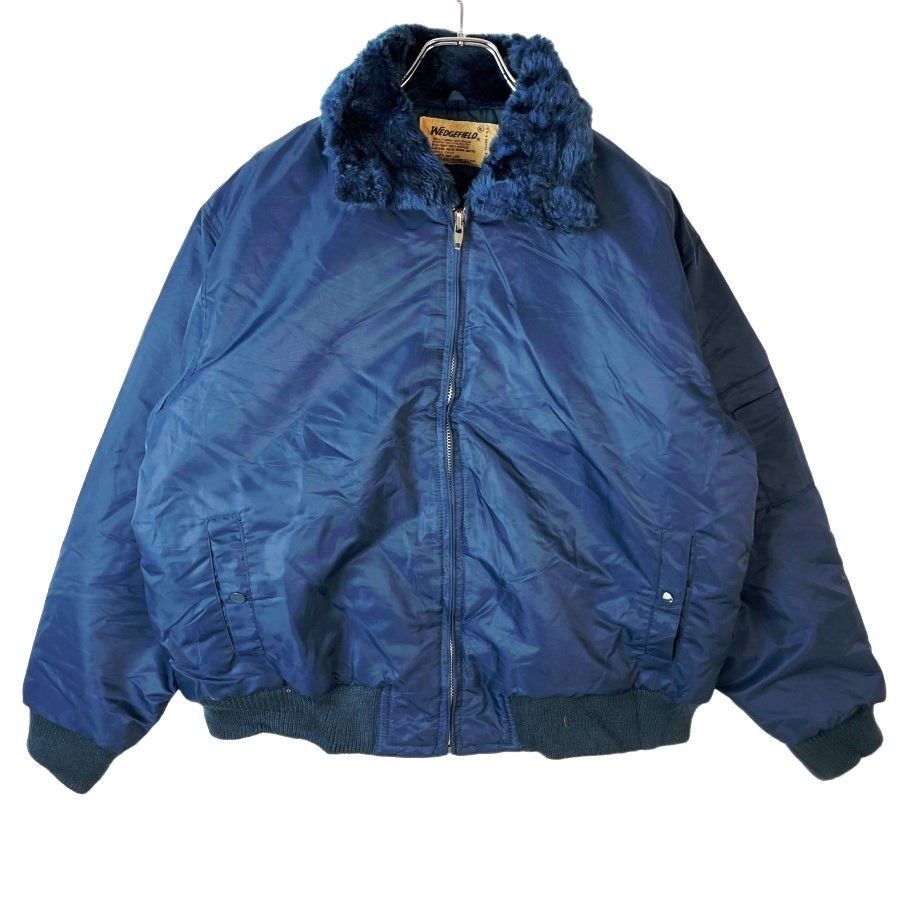 ウェッジフィールドWedgefield中綿入りナイロンジャケットMA-1ボンバージャケット襟ボア裏地キルティング紺ネイビーvintage40809拍卖